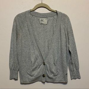 3/4 Sleeve Cropped Button Front Cardigan